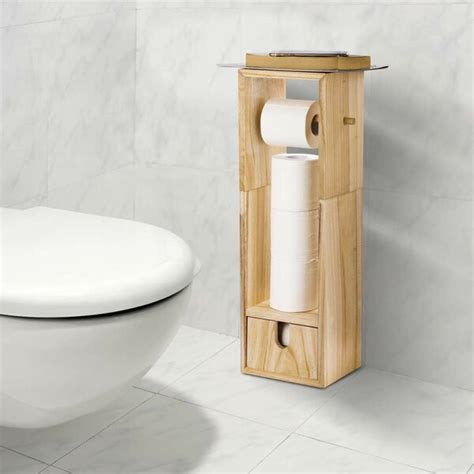 Toilet paper stand new updated design mini 4 roll toilet paper stand. Haitral NEX Toilet Paper Holder, Real Wood Bathroom Toilet ...