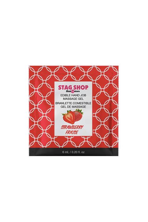 stag shop edible handjob massage gel strawberry single use pack