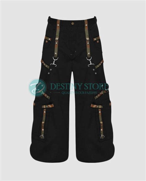 Black And Camouflage Goth Military Pants