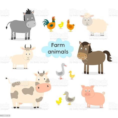 Farm Animals Set Stock Illustration Download Image Now Donkey