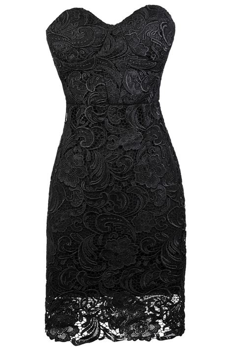 Strapless Bodycon Black Lace Dress With Sweetheart Neckline On Luulla