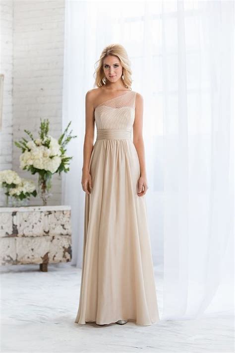 2015 New Elegant Maid Of Honor Dresses Champagne Chiffon With Clear Beadings Cheap Modest
