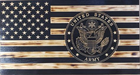Rustic Wood Carved Us Army American Flag Customizable Etsy