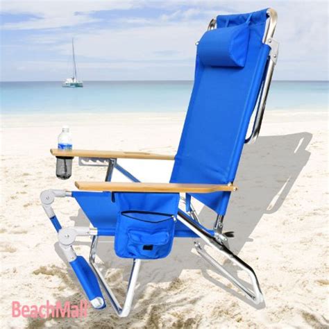 Deluxe 3 In 1 Beach Chair Lounger W Drink Holder And Large Storage