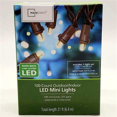 Mainstays 100 Led Warm White Mini Lights Brown Wire Indooroutdoor