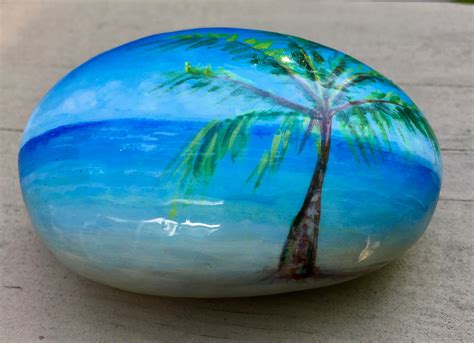 Palm Tree Tropical Hand Painted Rock Etsy