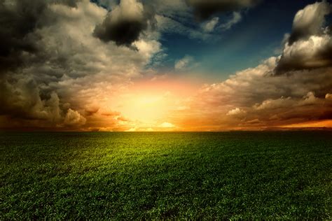 Download Grass Field Sunset Cloud Nature Sky 4k Ultra Hd Wallpaper