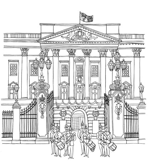 100% free coloring page of big ben, london, england. Buckingham Palace Colouring Pages - Picolour