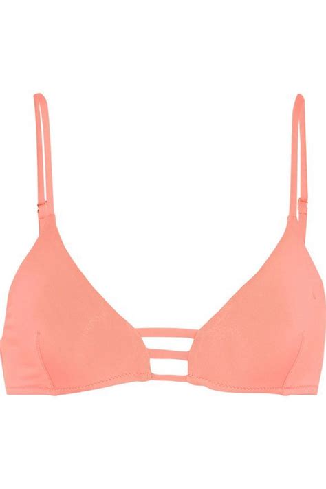 Peach Perth Lattice Trimmed Triangle Bikini Top Sale Up To Off