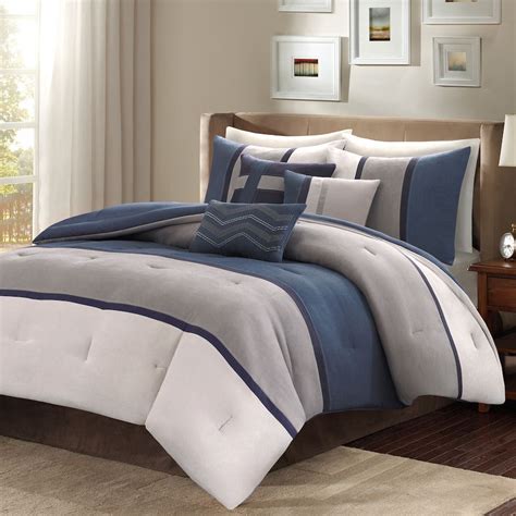 Madison Park Hanover 7 Pc Faux Suede Comforter Set Kohls Blue Comforter Sets Blue Duvet