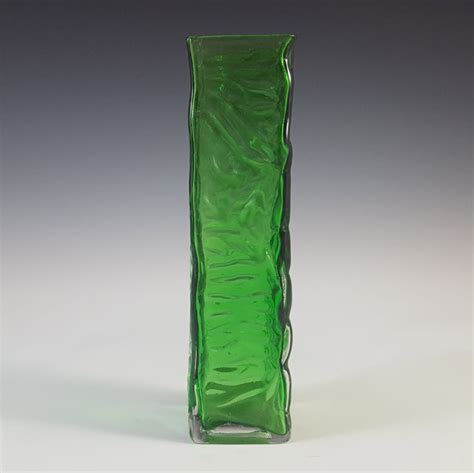 Tajima Japanese Best Art Glass Textured Green Cased Glass Vase Glass