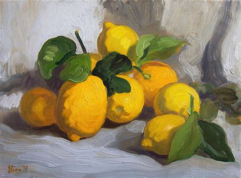 Still Life With Lemons 2017 Portfolio Lemon Painting Fruit Painting