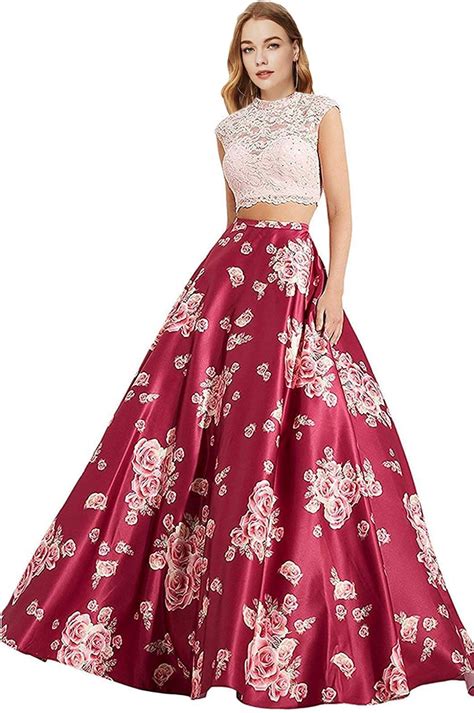 Monalia Womens Floral Long Prom Dresses 2018 2 Pieces Party Formal