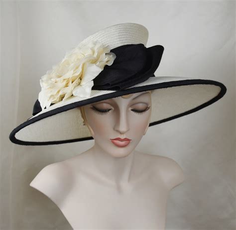 Kentucky Derby Hat Ladies Straw Hat Wide Brim Hat Couture Etsy