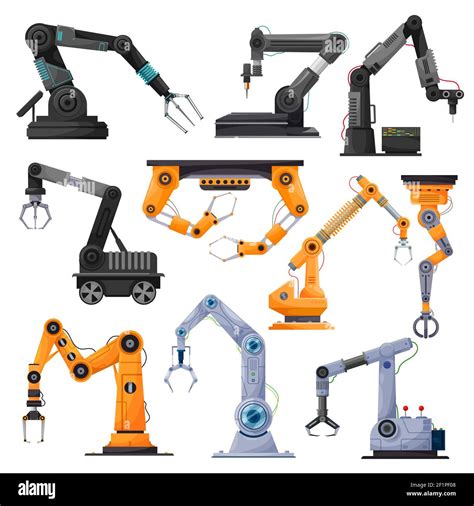 Industrial Robot Manipulators Robotic Arms Or Mechanical Hands Vector