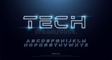 Technology Abstract Neon Font And Alphabet Techno Effect Logo Designs