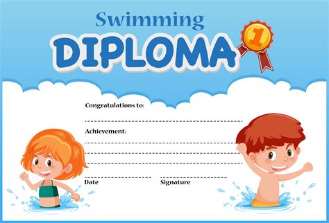 Swimming Diploma Certificate Template 693618 Vector Art At Vecteezy