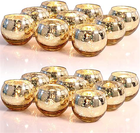 Letine 36pcs Gold Votive Candle Holders For Table Round
