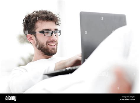 Man Lying On Bed Using Laptop Cut Out Stock Images And Pictures Alamy