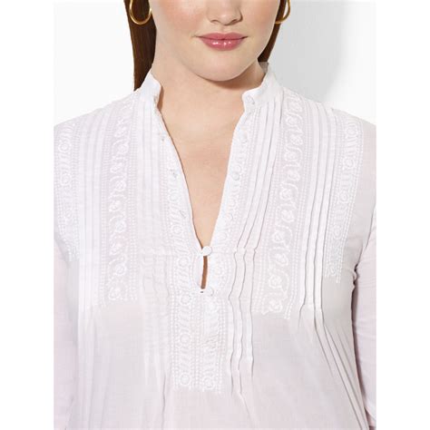 Ralph Lauren Embroidered Cotton Blouse In White Lyst