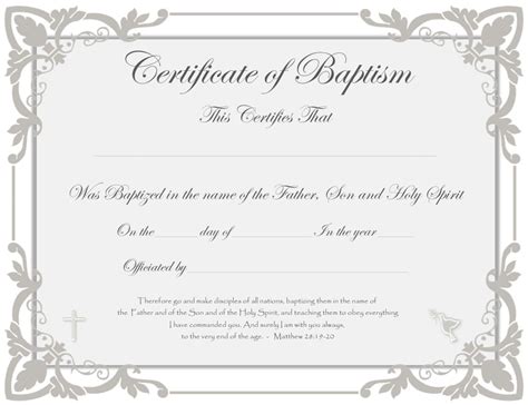 Baptism certificate templates (word templates) with elegant designs and religious symbols suitable for catholic baptism, water baptism and others. Baptism Certificate Template Download Printable PDF | Templateroller