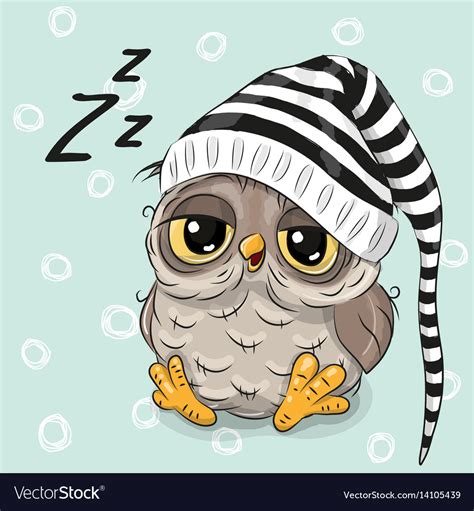 Sleeping Cute Owl Royalty Free Vector Image Vectorstock