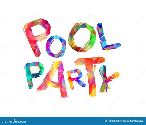 Pool Party Words Of Colorful Triangular Letters Stock Vector