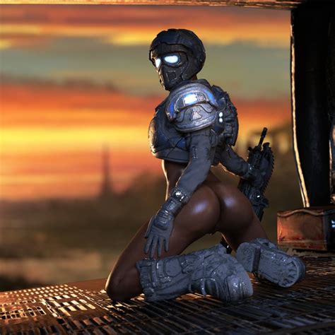 Rule 34 3d Artwork Female Only Female Soldier Gears Of War Half Naked Pickle Juice Posing