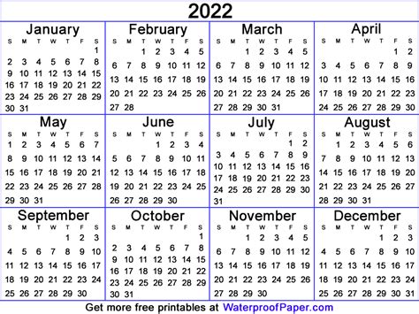 2022 Calendar Printable One Page These Calendars Will Easily Print On