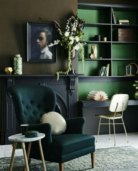 2018 Interior Design Trends Deep Green Rich Velvets And Bold Wall