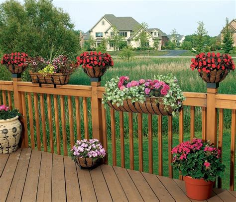 Container gardening lets you add visual interest anywhere you want to draw the eye or direct traffic. flower container design for railings | Complete your outdoor garden with additional Antoinette ...