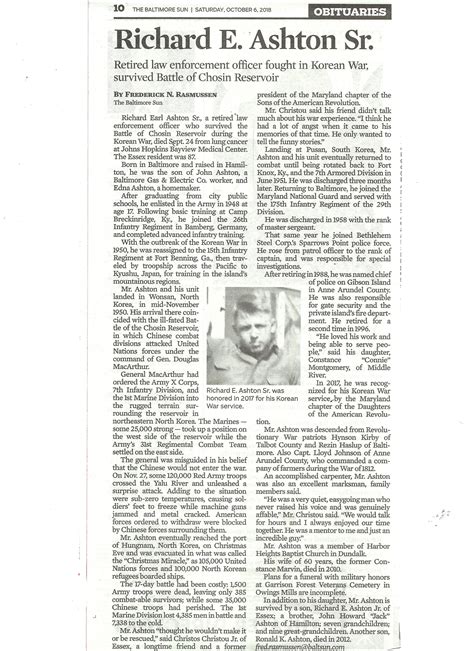 MSGT Richard Earle Ashton Sr. (1931-2018) - Find a Grave Memorial