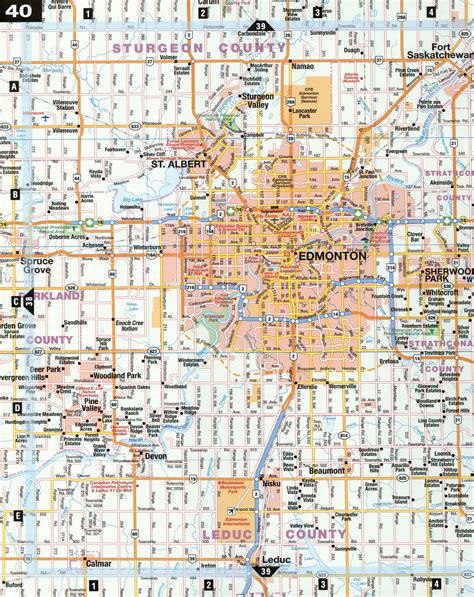 Road Map Edmonton And Calgary Surrounding Area Alberta Canada Free
