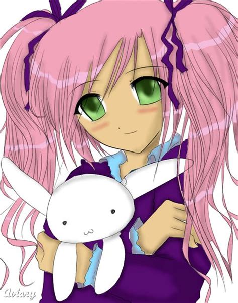Cute Anime Girl With Bunny By Glitterpanda99 On Deviantart