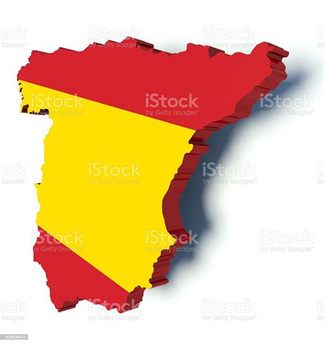 Foto De Mapa Da Espanha Com Cores Da Bandeira 3 D Render Ilustração E