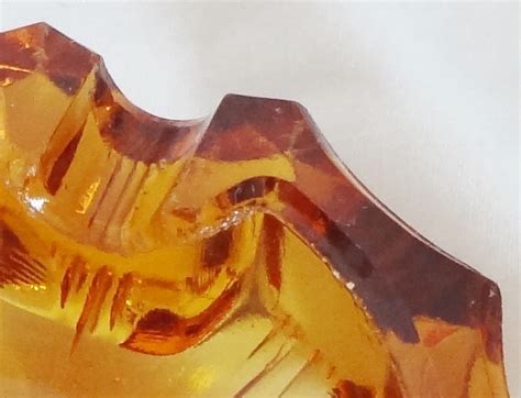 Amber Heavy Glass Ashtray Vintage Ashtrays
