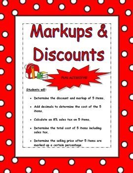 Markups and discounts worksheet by math in demand
