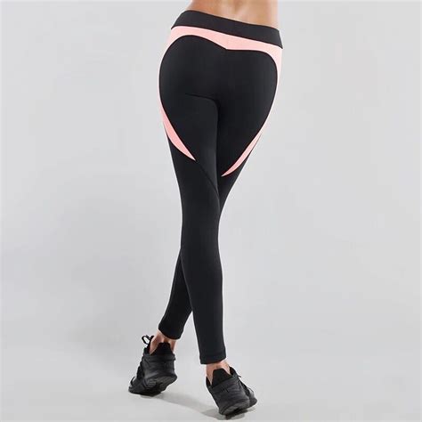 women yoga pants sexy push up running tights fitness elastic sports leggings heart pattern