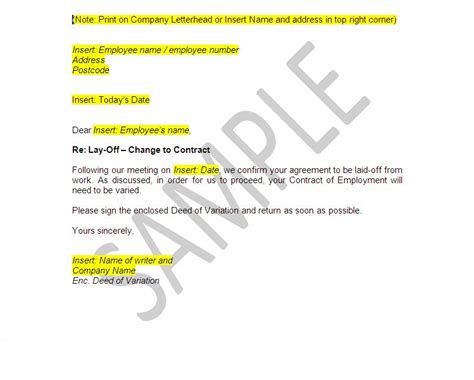 While they'll be happy to accept the cash, they'll be dubious of its origin if you don't notify them of the return. Lay-Off Document Templates - Employer Pack | The Legal Stop