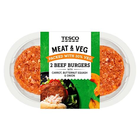 Tesco Meat And Vegetable Beef Burger 227g Tesco Groceries