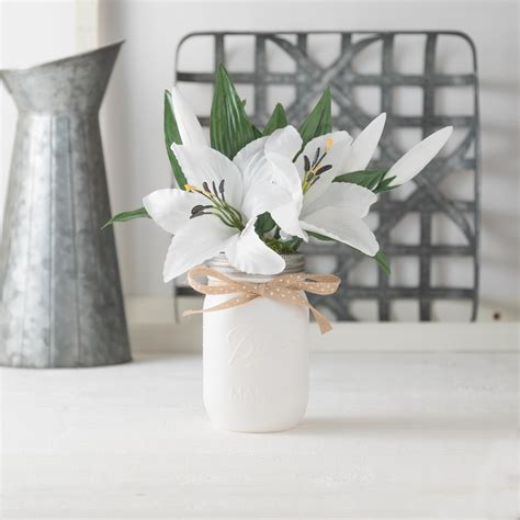 Easter Lily Arrangement Silk Flower Centerpiece White Faux Etsy