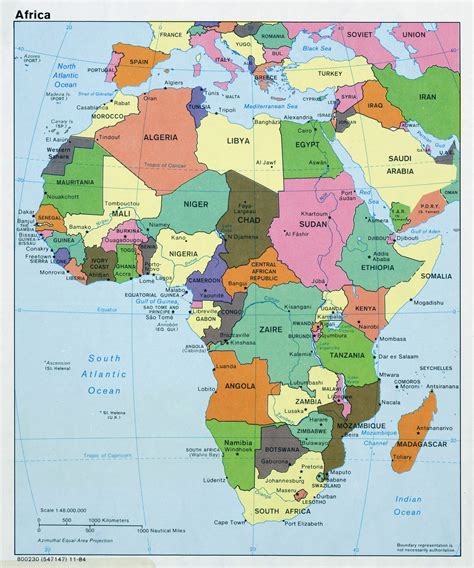 Mapa Político Grande De África Con Capitales 1984 África Mapas