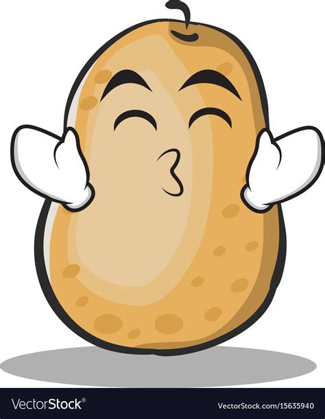 Kissing Smile Eyes Potato Character Cartoon Style Vector Image