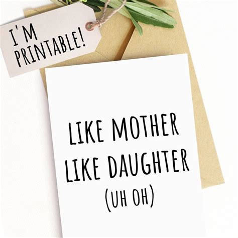Printable Funny Mothers Day Card T For Mom Wife Stepmom Etsy Happy Birthday Cards