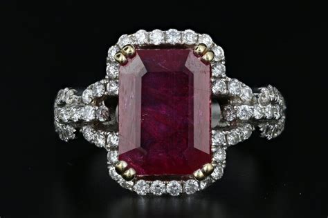 45 Carat Natural Ruby In 18k White Gold And Diamond Setting Ring Gia Ce