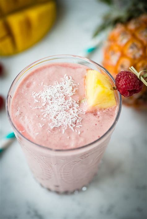 Tropical Mango Raspberry Pineapple Smoothie