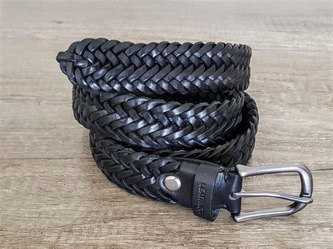 Braided Leather Belt Handcrafted Real Full Grain Black Braid Belts For