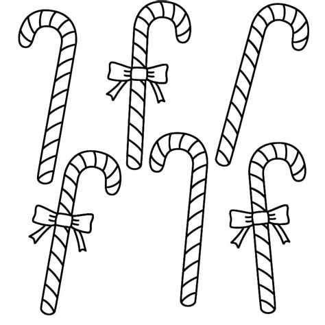 Dibujos de Seis Bastones de Caramelo para Colorear para Colorear