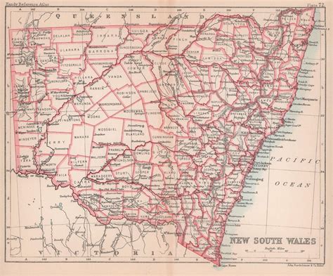 New South Wales In Counties Bartholomew 1888 Old Antique Map Plan Chart