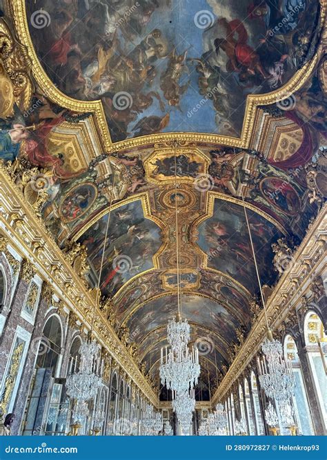 Versailles Grand Ceiling And Chandeliers Stock Image Image Of Europe